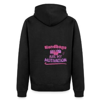 Handbags are my Motivation / Handbag Shopping - Unisex Premium Organic Zip Hoodie - black - Back - Nico (187cm)