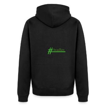 Brazil - Unisex Premium Organic Zip Hoodie - black - Back - Nico (187cm)