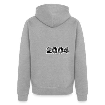 2004 - Unisex Premium Organic Zip Hoodie - heather grey - Back - Nico (187cm)