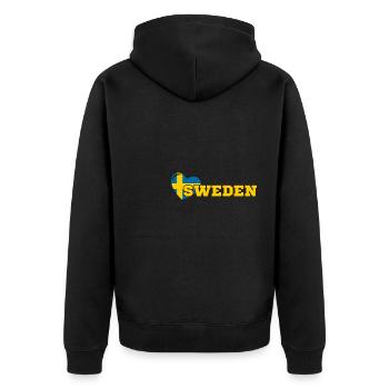Schweden Wikinger Sverige Skandinavien Volk - Unisex Premium Bio Zip Hoodie - Schwarz - Hinten - Nico (187cm)