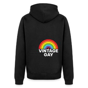 LBGT Flag Gay Pride Human Vintage Rainbow - Unisex Premium Bio Zip Hoodie - Schwarz - Hinten - Nico (187cm)