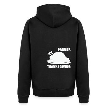 Farmer Thanksgiving Turkey Dinner Food Lover - Unisex Premium Bio Zip Hoodie - Schwarz - Hinten - Nico (187cm)