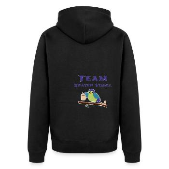 Late Bird Morning Grouch Sleep Shirt - Unisex Premium Organic Zip Hoodie - black - Back - Nico (187cm)
