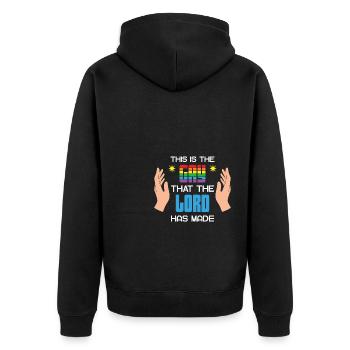 LBGT Flag Gay Pride This is the Gay that the Lord - Unisex Premium Organic Zip Hoodie - black - Back - Nico (187cm)