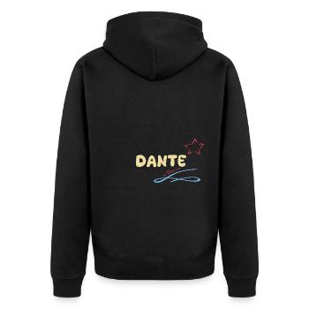 Geschenk Dante - Unisex Premium Bio Zip Hoodie - Schwarz - Hinten - Nico (187cm)