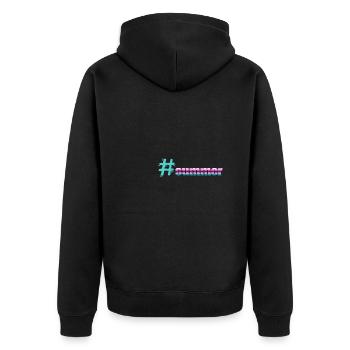 Cooler Hashtag summer Sommer - Unisex Premium Bio Zip Hoodie - Schwarz - Hinten - Nico (187cm)