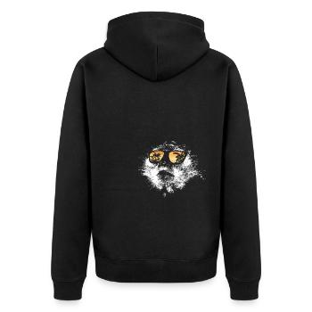 Monkey DJ mit Kopfhörer und Sonnenbrille Geschenki - Unisex Premium Bio Zip Hoodie - Schwarz - Hinten - Nico (187cm)
