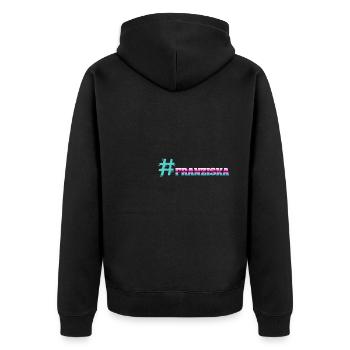 Cooler Franziska - Unisex Premium Bio Zip Hoodie - Schwarz - Hinten - Nico (187cm)