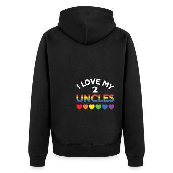 LBGT Flag Gay Pride Human Love my 2 Uncles - Unisex Premium Organic Zip Hoodie - black - Back - Nico (187cm)