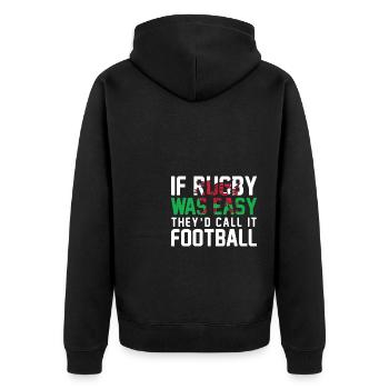 Wales Rugby Geschenk Waliser Walisische Flagge - Unisex Premium Bio Zip Hoodie - Schwarz - Hinten - Nico (187cm)