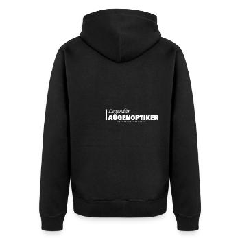 Geschenk für Augenoptiker - Unisex Premium Bio Zip Hoodie - Schwarz - Hinten - Nico (187cm)