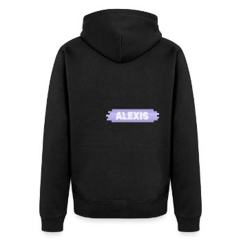 Mutter Alexis - Unisex Premium Bio Zip Hoodie - Schwarz - Hinten - Nico (187cm)