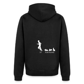 Ich Meine Follower Kaninchen Hasen Häschen Hase - Unisex Premium Bio Zip Hoodie - Schwarz - Hinten - Nico (187cm)