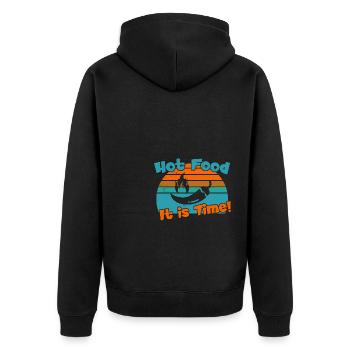 Hot Food - It is Time / Scharfes Essen - Unisex Premium Bio Zip Hoodie - Schwarz - Hinten - Nico (187cm)