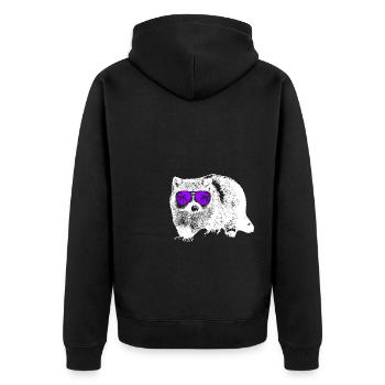 Waschbär Tierliebhaber Naturfans Sonnenbrille Wasc - Unisex Premium Bio Zip Hoodie - Schwarz - Hinten - Nico (187cm)