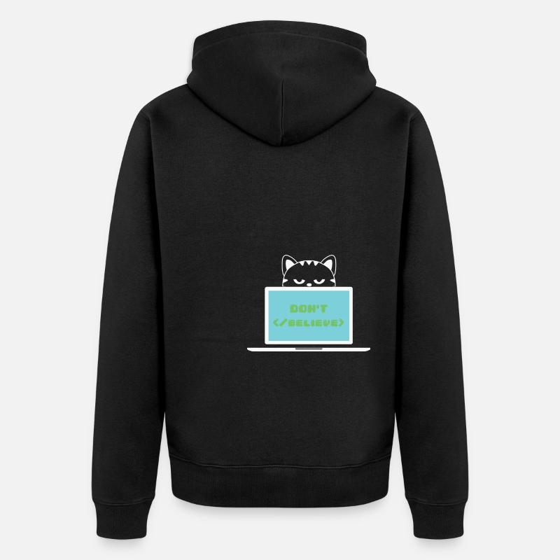 Don't believe programmer cat - Unisex Premium Organic Zip Hoodie - black