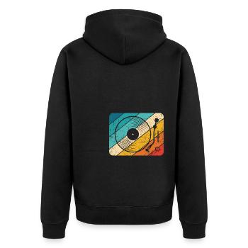 Vinly Plattenspieler Schallplatte LP Musik Motiv L - Unisex Premium Bio Zip Hoodie - Schwarz - Hinten - Nico (187cm)