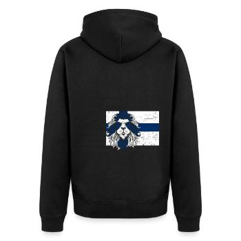 Finnland Löwen Flagge Finnische Flagge Geschenk - Unisex Premium Bio Zip Hoodie - Schwarz - Hinten - Nico (187cm)