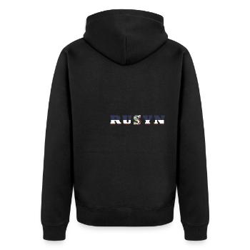 Ostslawen Rusyn Karpaten Herkunft Rusnak - Unisex Premium Bio Zip Hoodie - Schwarz - Hinten - Nico (187cm)