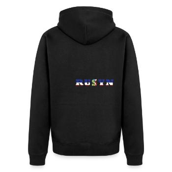 Ostslawen Rusyn Karpaten Herkunft Rusnak - Unisex Premium Bio Zip Hoodie - Schwarz - Hinten - Nico (187cm)