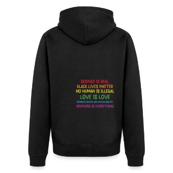 LBGT Flag Gay Pride Human Vintage Rainbow - Unisex Premium Bio Zip Hoodie - Schwarz - Hinten - Nico (187cm)