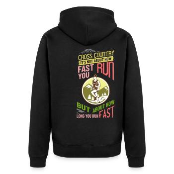 Cross Country Running Crosslauf Geländelauf Laufen - Unisex Premium Bio Zip Hoodie - Schwarz - Hinten - Nico (187cm)