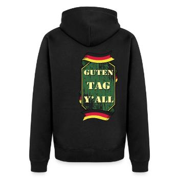 Guten Tag Yall Deutschland Flagge Lustig - Unisex Premium Bio Zip Hoodie - Schwarz - Hinten - Nico (187cm)