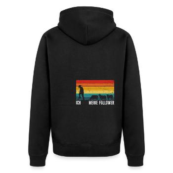 Ich & Meine Follower Schafe Hirte Schäfer Schäfche - Unisex Premium Bio Zip Hoodie - Schwarz - Hinten - Nico (187cm)