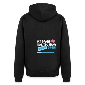 My Brain has too many Tabs Open Funny nerd Coder - Unisex Premium Bio Zip Hoodie - Schwarz - Hinten - Nico (187cm)