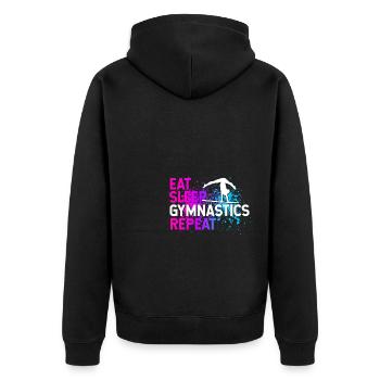 Eat Sleep Gymnastics Repeat Gymnsatik Sport Handst - Unisex Premium Bio Zip Hoodie - Schwarz - Hinten - Nico (187cm)
