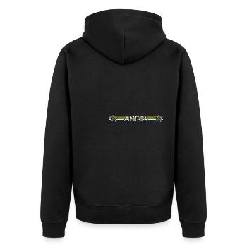 Geschenk für Amilia - Unisex Premium Bio Zip Hoodie - Schwarz - Hinten - Nico (187cm)