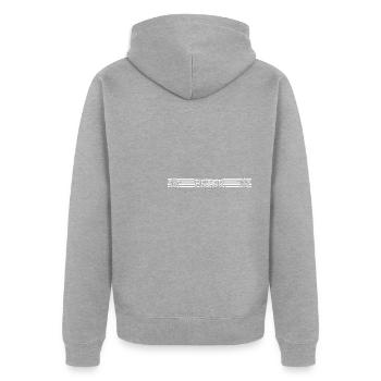 Peter - Unisex Premium Bio Zip Hoodie - Grau meliert - Hinten - Nico (187cm)