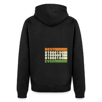 Best Coding dad ever - Unisex Premium Bio Zip Hoodie - Schwarz - Hinten - Nico (187cm)
