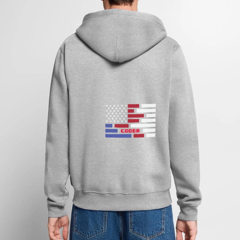 American Flag Coder Coding Computer Nerd Unisex Premium Organic Zip Hoodie