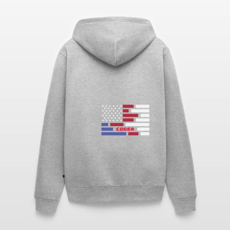 American Flag Coder Coding Computer Nerd Unisex Premium Organic Zip Hoodie
