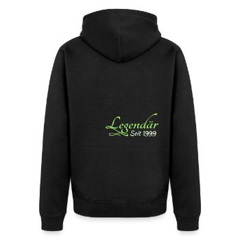 Legend 1999 - Unisex Premium Bio Zip Hoodie - Schwarz - Hinten - Nico (187cm)