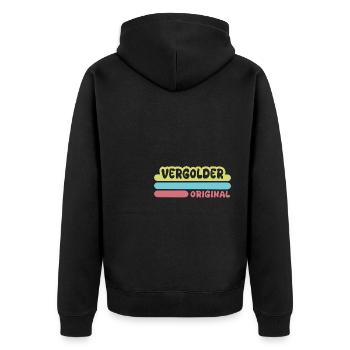 Vorname Vergolder - Unisex Premium Bio Zip Hoodie - Schwarz - Hinten - Nico (187cm)