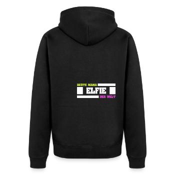 Elfie as a mother - Unisex Premium Organic Zip Hoodie - black - Back - Nico (187cm)