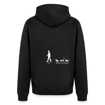 Ich meine Follower Katze Mann Katzen Katzenliebhab - Unisex Premium Bio Zip Hoodie - Schwarz - Hinten - Nico (187cm)