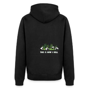 Pandas This Is How I Roll Lustiges Panda Geschenk - Unisex Premium Bio Zip Hoodie - Schwarz - Hinten - Nico (187cm)