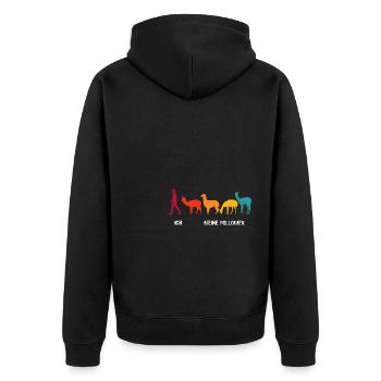 Ich meine Follower Llama Alpacas Lamas - Unisex Premium Bio Zip Hoodie - Schwarz - Hinten - Nico (187cm)