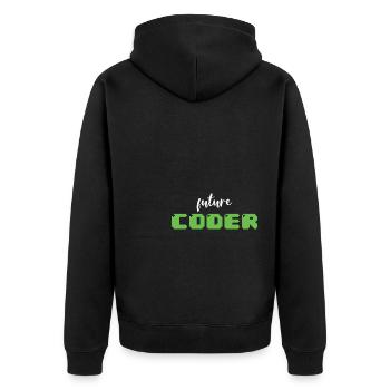 Future Coder Nerdy Programming - Unisex Premium Bio Zip Hoodie - Schwarz - Hinten - Nico (187cm)