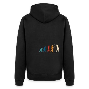 Golf Evolution Golfer Geschenk Golfschläger - Unisex Premium Bio Zip Hoodie - Schwarz - Hinten - Nico (187cm)