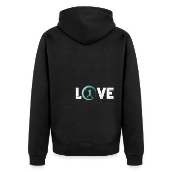 Sporty Hobby Leidenschaft Baseball - Unisex Premium Bio Zip Hoodie - Schwarz - Hinten - Nico (187cm)
