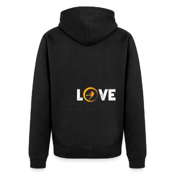 Sporty Hobby Leidenschaft Fussball - Unisex Premium Bio Zip Hoodie - Schwarz - Hinten - Nico (187cm)