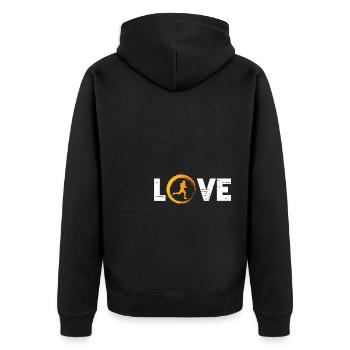 Sporty Hobby Leidenschaft American Football - Unisex Premium Bio Zip Hoodie - Schwarz - Hinten - Nico (187cm)