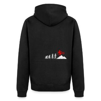 Evolution MTB Mountainbike Geschenk Fahrrad Zubehö - Unisex Premium Bio Zip Hoodie - Schwarz - Hinten - Nico (187cm)