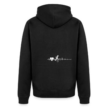 Coiffeur Cadeau Barbier Heartbeat Barber Shop - Veste à capuche bio Premium Unisexe - noir - Dos - Nico (187cm)