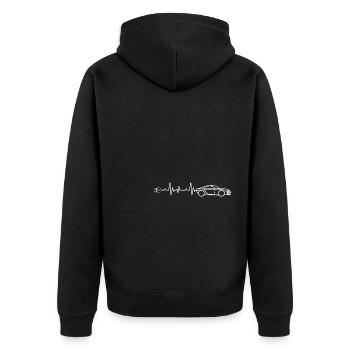 Elektroauto EV Herzschlag EKG Ladestation Umwelt U - Unisex Premium Bio Zip Hoodie - Schwarz - Hinten - Nico (187cm)
