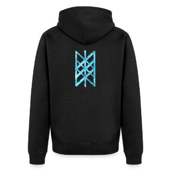 netz der wyrd e 78 - Unisex Premium Bio Zip Hoodie - Schwarz - Hinten - Nico (187cm)